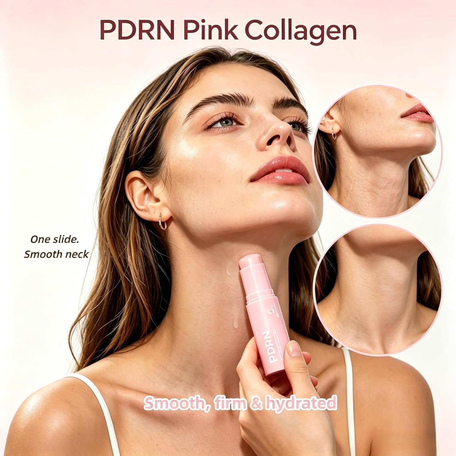 PDRN Pink Collagen Volume Multi Balm Stick - Volufiline, PDRN, NAD, Collagen, Face & Body Balm for Under-Eyes, Neck, Forehead, Smile Lines, Lips, Plumping, Radiance, Line Care (1PC)